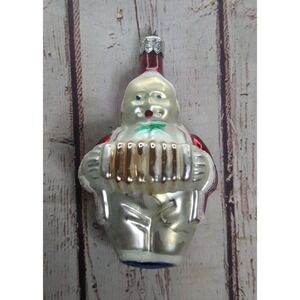 Vintage Blown Glass‎ Christmas Ornament Made In Poland Accordion Player